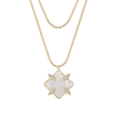 Grace Stone Pendant Necklace in Ivory Pearl/Gold