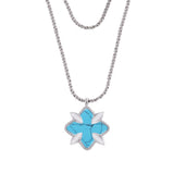 Grace Stone Pendant Necklace in Turquoise/Silver
