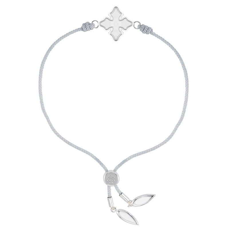 Cross Corded Bracelet in Ivory Pearl/Silver