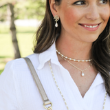 Adorned Logo Pearl Drop Earrings in Gold