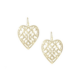 Adorned Heart Drop Earrings in Gold