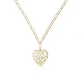 Adorned Heart Pendant Necklace in Gold