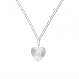 Adorned Heart Initial Necklace in Silver