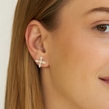 Radiant Cross Stud Earrings in Clear Crystal/Gold