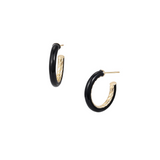 Eclipse Hoop Earrings in Black Enamel
