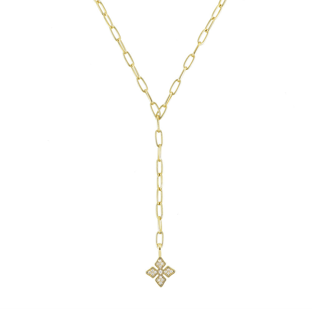 Shine Bright Cross Lariat Necklace in Gold