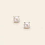 Shine Bright Mini Pearl Stud Earrings Silver