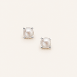 Shine Bright Mini Pearl Stud Earrings Silver
