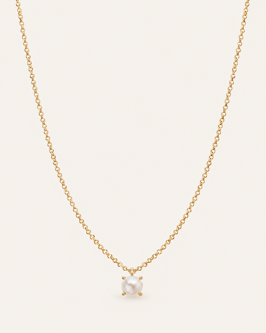 Shine Bright Mini Pearl Necklace Gold Pearl