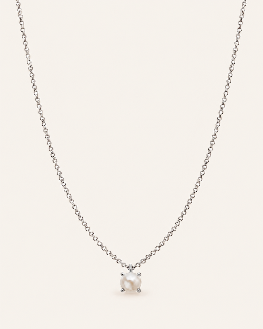 Shine Bright Mini Pearl Necklace Silver Pearl