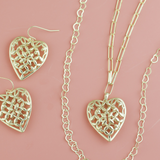 Adorned Heart Layering Necklace in Gold