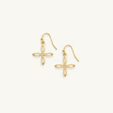 Shes Classic Mini Cross Drop Earrings Gold
