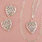 Adorned Heart Layering Necklace in Silver