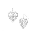 Adorned Heart Drop Earrings in Silver