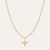 Shes Classic Cross Drop Necklace Gold