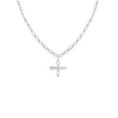 She's Classic Cross Drop Necklace in Silver