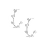 Adorned Open Heart Hoop Earrings in Silver