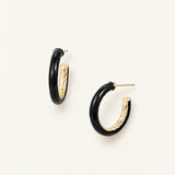 Eclipse Hoop Earrings Black Enamel Gold