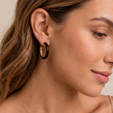 Eclipse Hoop Earrings Black Enamel Gold