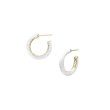 Eclipse Hoop Earrings in White Enamel