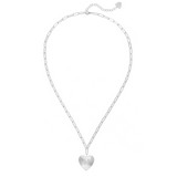 Adorned Heart Initial Necklace in Silver