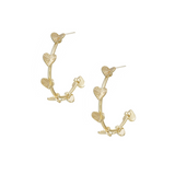 Adorned Open Heart Hoop Earrings in Gold