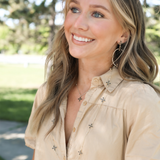 Enamel Cross Station Necklace Black Enamel Gold