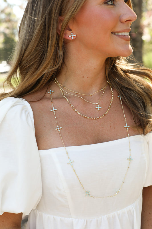 Enamel Cross Station Necklace