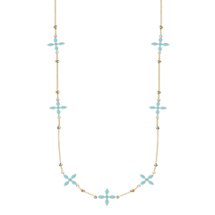 Enamel Cross Station Necklace in Light Blue Enamel