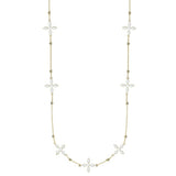Enamel Cross Station Necklace in White Enamel
