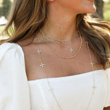 Enamel Cross Station Necklace in Red Enamel