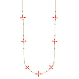 Enamel Cross Station Necklace in Red Enamel
