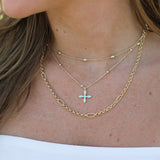 Enamel Cross Drop Necklace in Gold/Silver