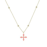 Enamel Cross Drop Necklace in Light Pink Enamel