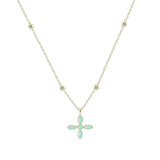 Enamel Cross Drop Necklace in Mint Green Enamel