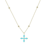 Enamel Cross Drop Necklace in Light Blue Enamel
