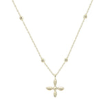 Enamel Cross Drop Necklace in Gold
