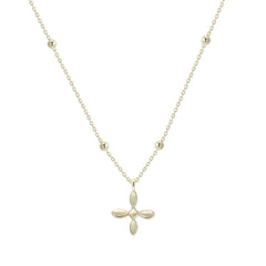 Enamel Cross Drop Necklace in Gold