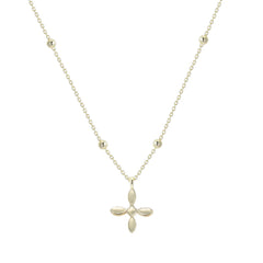Enamel Cross Drop Necklace in Gold