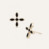 Enamel Cross Stud Earrings Black Enamel/Gold