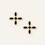 Enamel Cross Stud Earrings Black Enamel/Gold