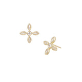 Radiant Cross Stud Earrings in Clear Crystal/Gold