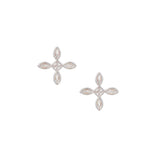 Radiant Cross Stud Earrings in Clear Crystal/Silver