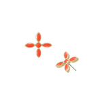 Enamel Cross Stud Earrings in Coral Enamel