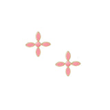 Enamel Cross Stud Earrings in Light Pink Enamel