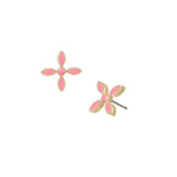 Enamel Cross Stud Earrings in Light Pink Enamel