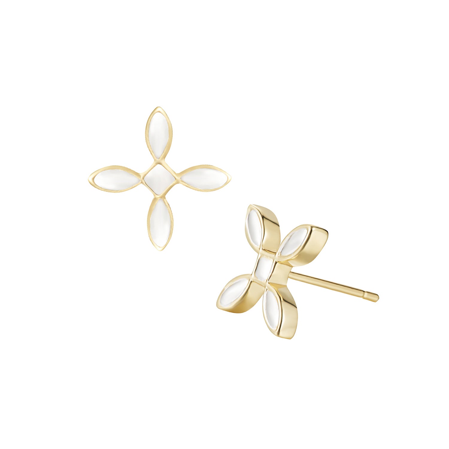 Enamel Cross Stud Earrings in Gold/Silver