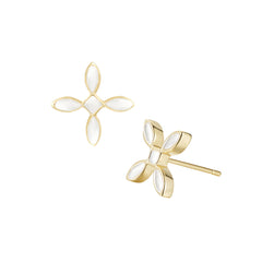 Enamel Cross Stud Earrings in Gold/Silver