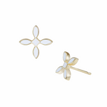 Enamel Cross Stud Earrings in White