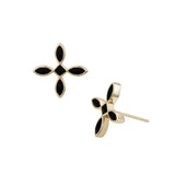 Enamel Cross Stud Earrings in Black Enamel